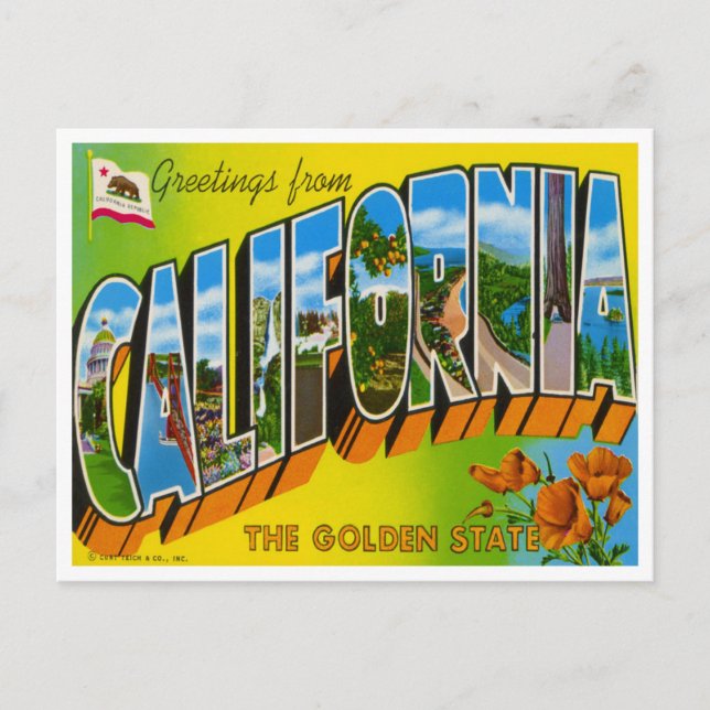 Postal De Anuncios Vintage California (Anverso)