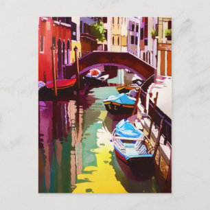 Postal De Anuncios Vintage Canal Bridge Venice Travel Watercolor