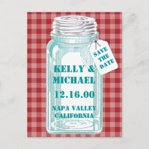 Postal De Anuncios Vintage Canning Jar Red Gingham Design