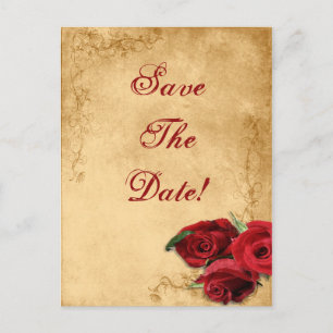Postal De Anuncios Vintage Caramel Brown & Rosa Save The Date Boda