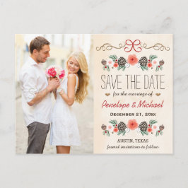 Postal De Anuncios Vintage Christmas Pine Cone Save the Date