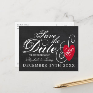 Postal De Anuncios Vintage Fancy Heart - Chalkboard Save the Date