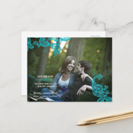 Postal De Anuncios Vintage Floral Paisley Peacock Photo Save the Date