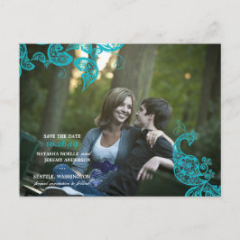 Postal De Anuncios Vintage Floral Paisley Peacock Photo Save the Date