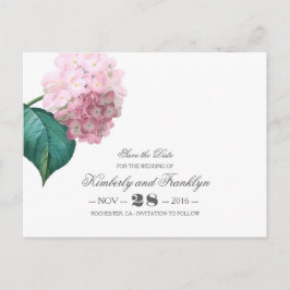 Postal De Anuncios Vintage Floral Pink Hydrangea Guardar fecha