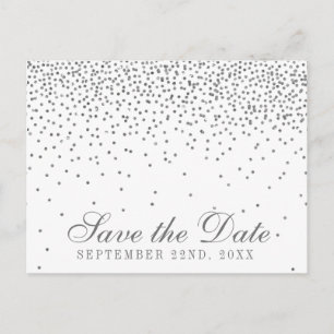 Postal De Anuncios Vintage Glam Confeti de Plata Save The Date