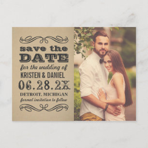 Postal De Anuncios Vintage Kraft Photo Wedding Save the Date