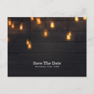 Postal De Anuncios Vintage Light Bulbs Rustic Wood Save the Date