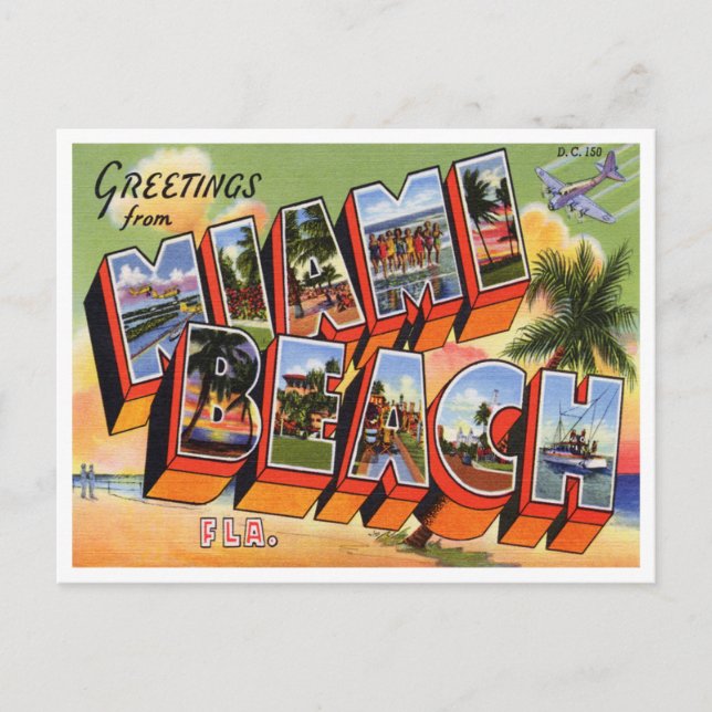 Postal De Anuncios Vintage Miami Beach (Anverso)
