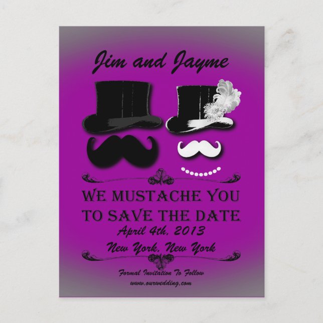 Postal De Anuncios Vintage Mustache Save the Date (Anverso)