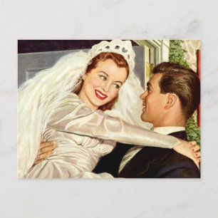 Postal De Anuncios Vintage Newlyweds Bride Groom, cambio de dirección