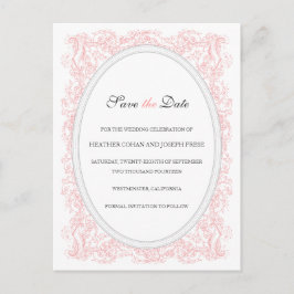 Postal De Anuncios Vintage Ornate Pink & Grey Save the Date
