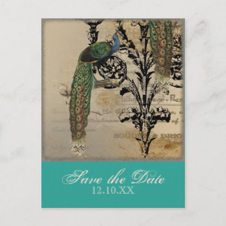 Postal De Anuncios Vintage Peacock 6 Music Notes Candelabra Swirl