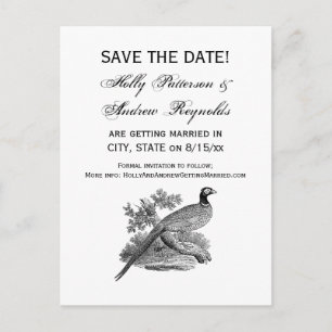 Postal De Anuncios Vintage Pheasant Game Bird Drawing BW