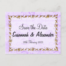 Vintage Purple Damask Wedding Save the Date