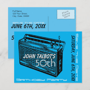 Postal De Anuncios Vintage Radio Fiesta de cumpleaños número 50 Save 