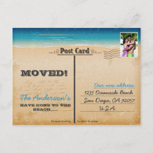 Postal De Anuncios Vintage Retro Beach Cambio de dirección Foto