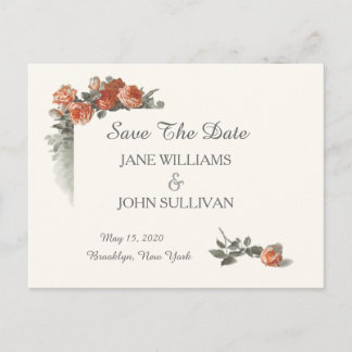 Postal De Anuncios Vintage Roses Rojos Wedding Save The Date