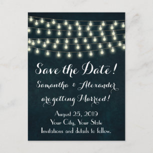 Postal De Anuncios Vintage Rustic String Lights Save the Date