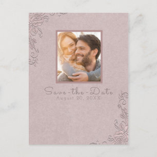 Postal De Anuncios Vintage Rústica Elegante foto Rosa Guardar la fech