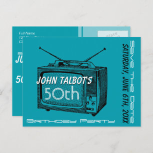 Postal De Anuncios Vintage TV 50th Birthday Save the Date