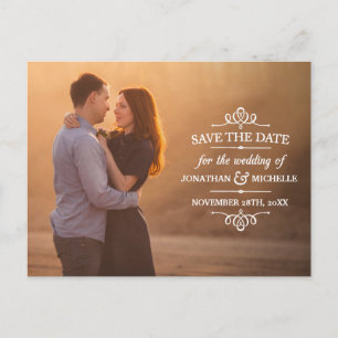Postal De Anuncios Vintage White Overlay Photo Save the Date