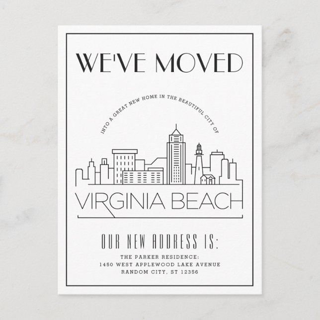 Postal De Anuncios Virginia Beach Modern Deco | Cambio de Dirección (Anverso)