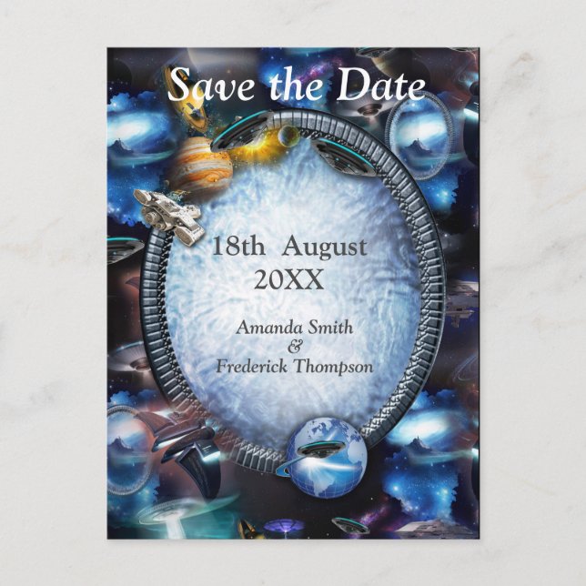 Postal De Anuncios Visitantes del espacio de la galaxia (Anverso)