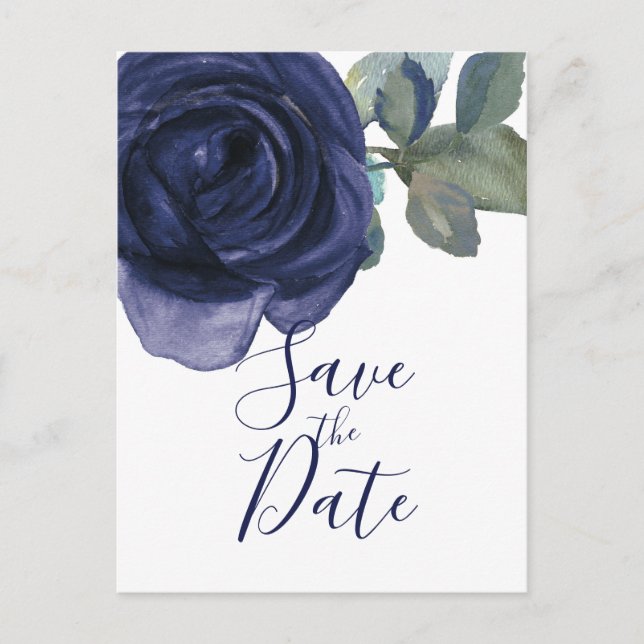 Postal De Anuncios Vivo Vibrante Indigo Azul Púrpura Salvar la fecha (Anverso)