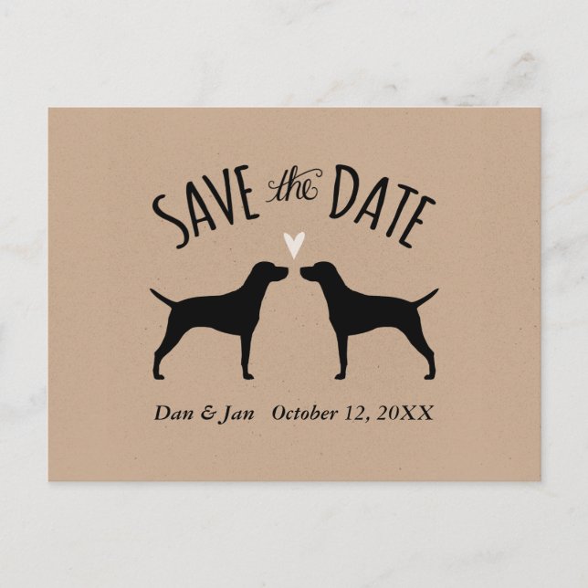 Postal De Anuncios Vizsla Silhouettes Wedding Save the Date (Anverso)
