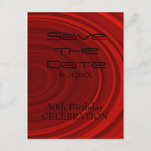 Postal De Anuncios Vórtice Rojo Cumpleaños 50 Save the date 2