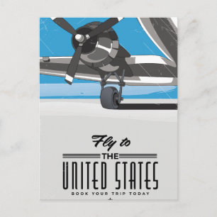 Postal De Anuncios Vuela a los Estados Unidos cartel de viaje