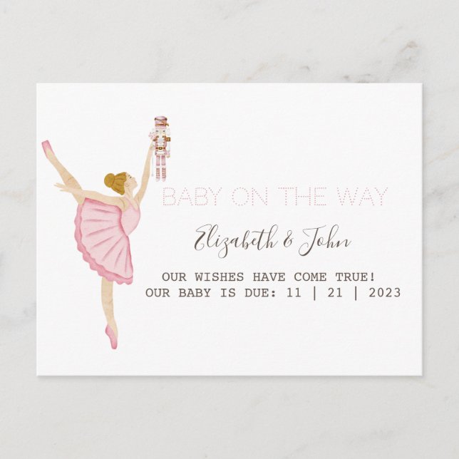 Postal De Anuncios Watercolor Ballerina Nutcracker Pink (Anverso)