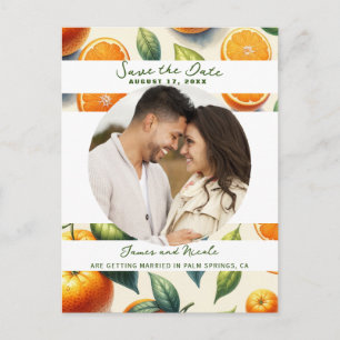 Postal De Anuncios Watercolor Citrus Naranja deja Save the Date