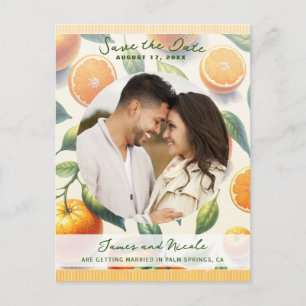 Postal De Anuncios Watercolor Citrus Naranja deja Save the Date