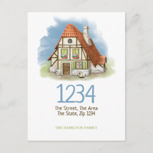 Postal De Anuncios Watercolor De Casa De Cabaña Que Nos Hemos Mudado 