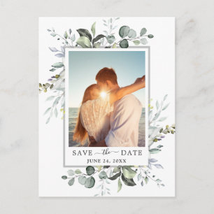 Postal De Anuncios Watercolor Eucalyptus Boda FOTOGRÁFICA Guardar fec