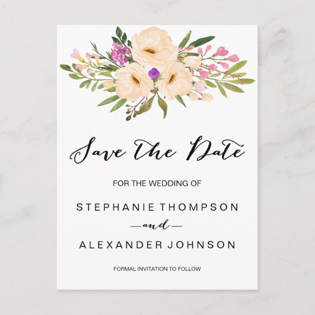 Postal De Anuncios Watercolor Ivory Bouquet Anemones (Anverso)