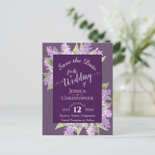 Postal De Anuncios Watercolor Lilacs Wedding Save the Date Purple