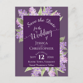 Postal De Anuncios Watercolor Lilacs Wedding Save the Date Purple