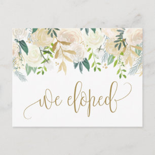 Postal De Anuncios Watercolor Marfil Peony y Elopement Rosa