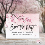 Postal De Anuncios Watercolor Pink Floral Wedding Save the Date<br><div class="desc">Elegante Boda con flores rosadas de cerezo en flor salva las Invitaciones de fecha.</div>