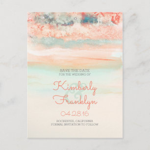 Postal De Anuncios Watercolor Swash Beach Wedding Save the Date