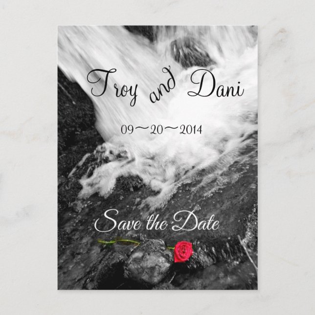 Postal De Anuncios Waterfall & Rose - Guarde la Fecha (Anverso)