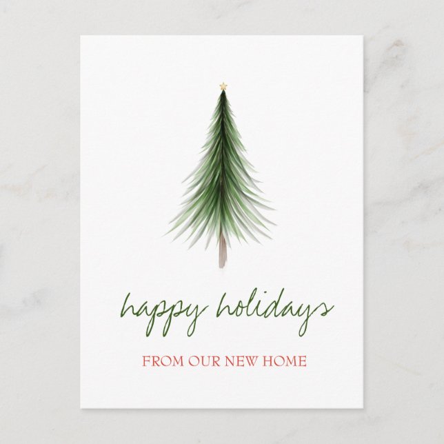 Postal De Anuncios We Have Moved,Christmas Pine Tree Holiday (Anverso)