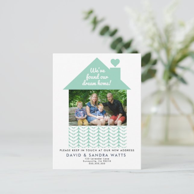 Postal De Anuncios We’ve Moved Card With House Photo – Address (Anverso de pie)