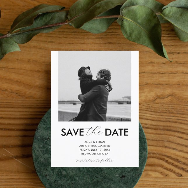 Postal De Anuncios Wedding Save The Date Modern Script Photo (Subido por el creador)