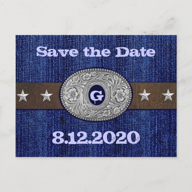 Postal De Anuncios Western Save the Date Wedding (Anverso)