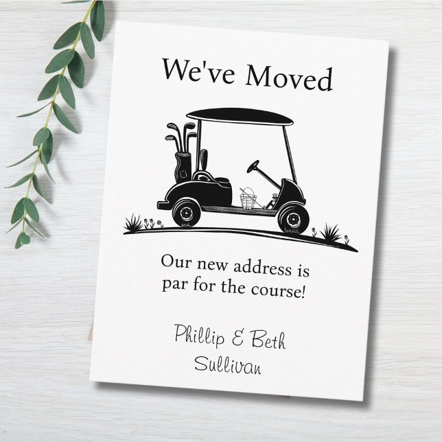 Postal De Anuncios We've Moved Black Silhouette Golf Cart (Subido por el creador)