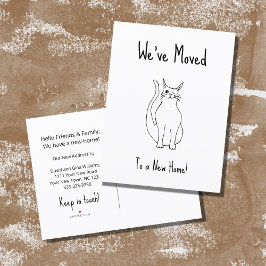Postal De Anuncios We've Moved Cute Winking Cat New Home